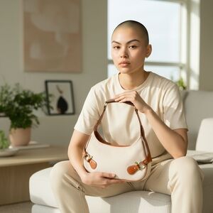 Burberry RARE Horse Bit Cream Canvas & Leather Top Handle Vintage Shoulder Bag